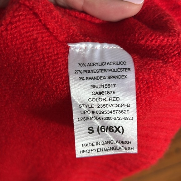 Girl's Vince Camuto Love Heart Valentine's Day Red and White Sweater -NWT - Picture 6 of 8